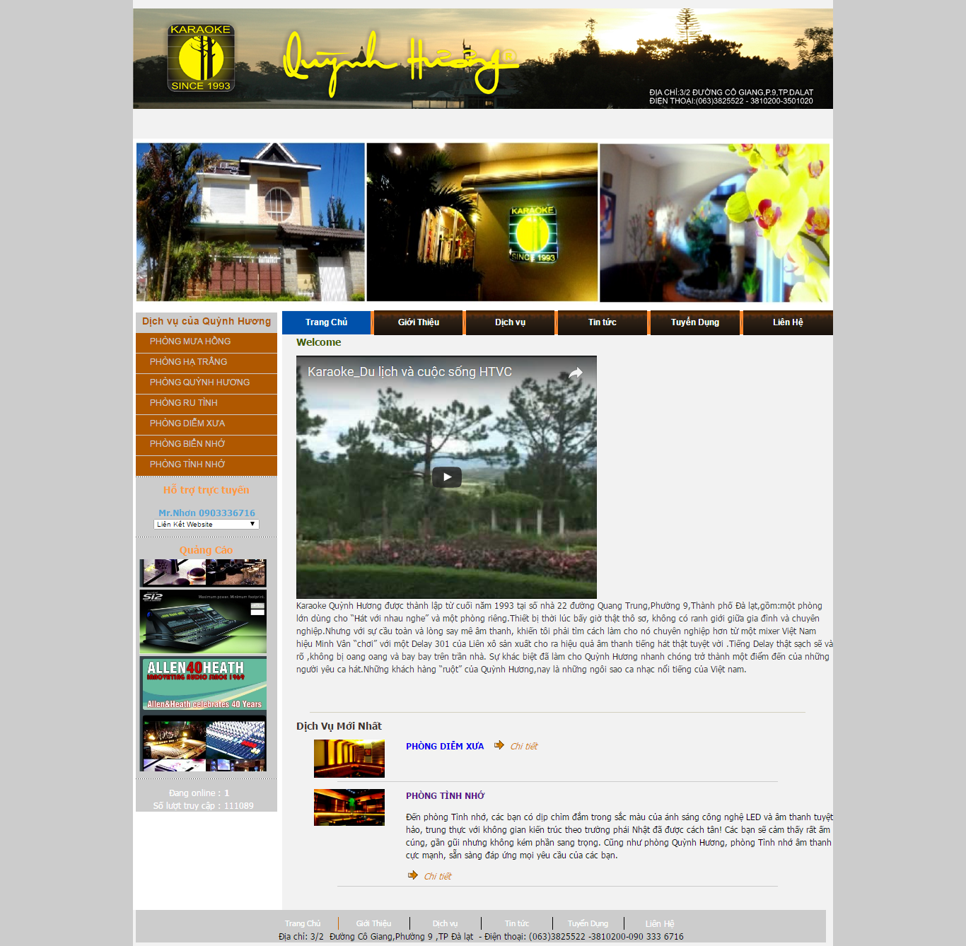 Thiết kế website Karaoke Quỳnh Hương đẹp, chuyên nghiệp chuẩn SEO